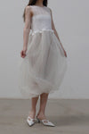 SWAYING/KNIT crochet stitching rotating skirt SW212LS18 white